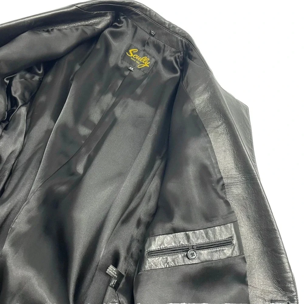 Sportcoat Blazer Western Scully Mens 44 Soft Lambskin Leather Jacket Yokes Black